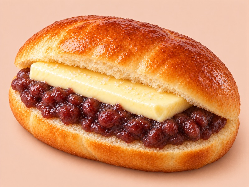 粒あんと厚切りバターをはさんだあんバターサンド