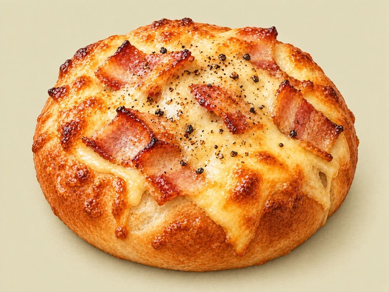 とろけたチーズとベーコンをのせたパン