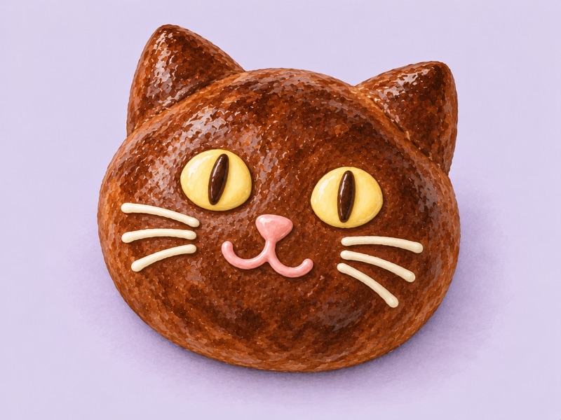 くろねこの顔をしたココア生地のチョコパン
