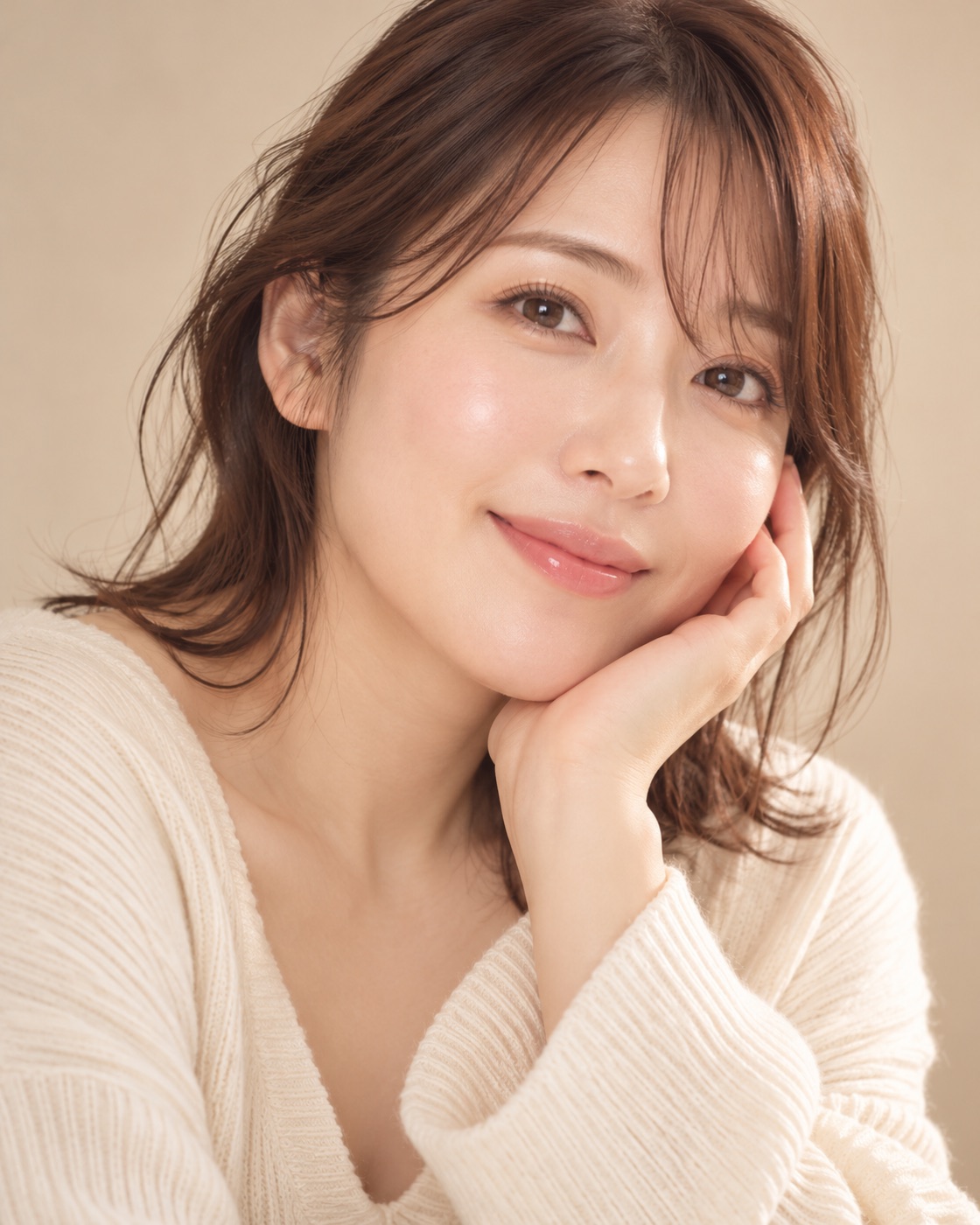 素肌がやわらかく輝く女性のポートレート